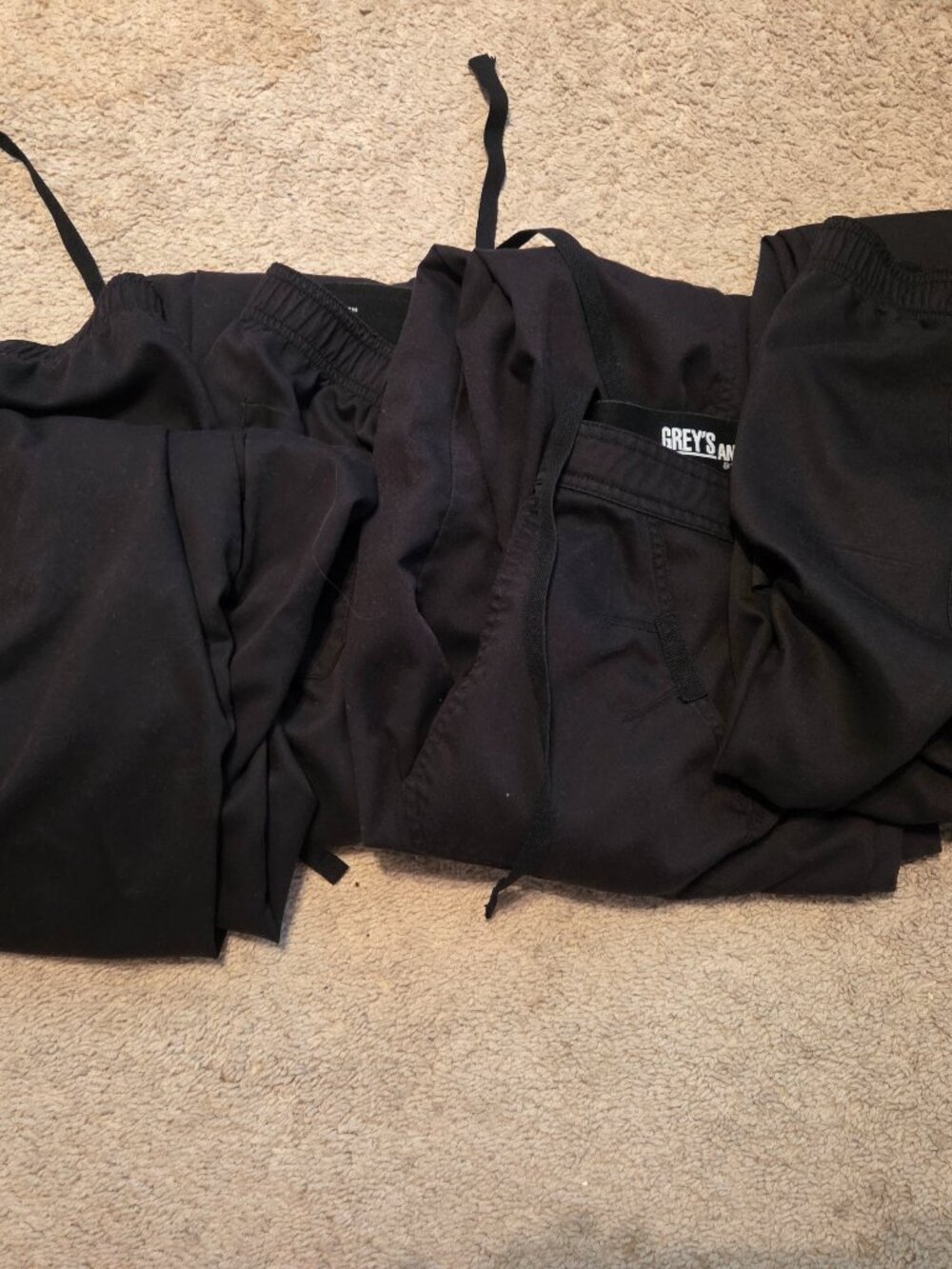 4 pair of Black Grey's Anatomy by Barco cargo scrub pants size Medium